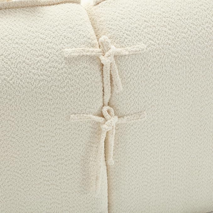 129.9” Curved Boucle Sofa Couch, Modern Sectional Sofa Cloud Deep Seat Couch with 4 Pillows, Comfy Modular 4-Seat Couches for Living Room Apartment (Beige)