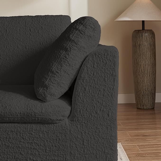 Cilee 110" Modular Sectional Sofa, Cloud Couch with Deep Seat, L-Shape Boneless Sofa, 3 Seat Memory Foam Sofa, No Assembly Required, Upholstered Couch for Living Room, Movable Ottoman, Chenille, Gray