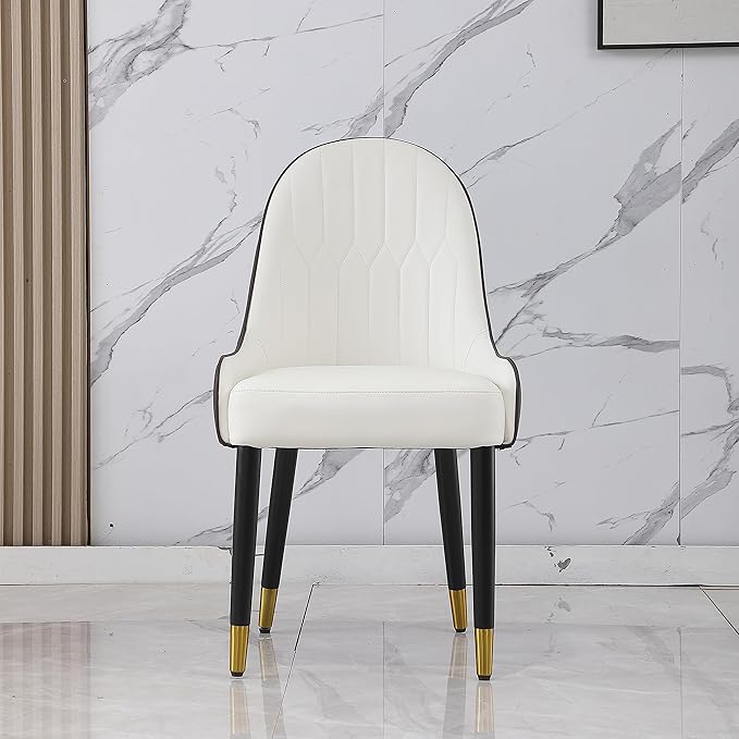 Dining Chairs Set of 2, Modern Faux Leather Dining Metal Legs for Living Kitchen Dining Room