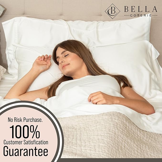 Bella Coterie Luxury Bamboo Viscose 34” Split Top King Size Sheet Set | 1 Fitted Sheet for Sleep Number & Adjustable Beds | 100% Organically Grown | Cooling & Soft | 18” Deep Pocket [White]