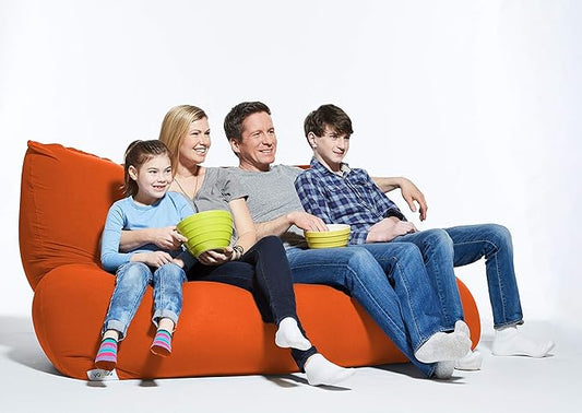 Yogibo Double Oversized Bean Bag Chair, Beanbag Bed with a Washable Outer Cover, Cozy Sofa for Gaming, Reading, and Relaxing, Filled with Soft Mini Beads, Orange