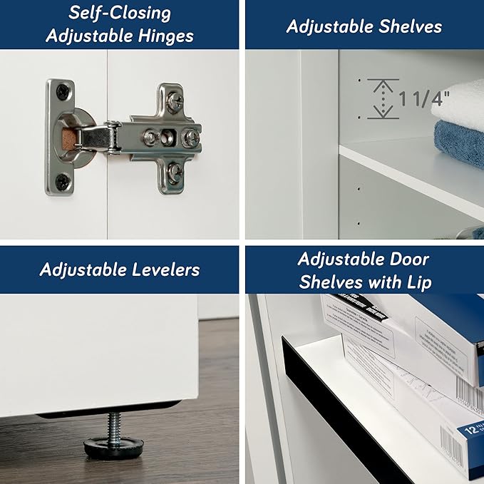 Sauder HomePlus Kitchen Storage Pantry Cabinet with Swing Door Storage and Adjustable Shelves, in Soft White finish