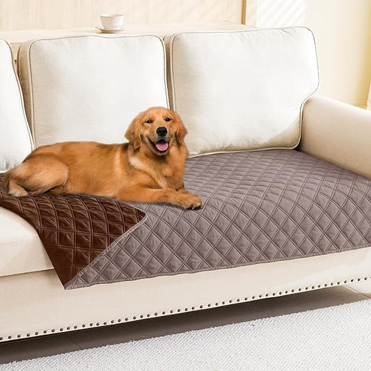 Smiry Waterproof Dog Blanket, Reversible Dog Bed Cover Pet Blanket, Soft Pet Couch Covers for Sofa Washable, Bed Couch Sofa Furniture Protector for Puppy Cat Kids (30"x70", Greyish Brown/Brown)