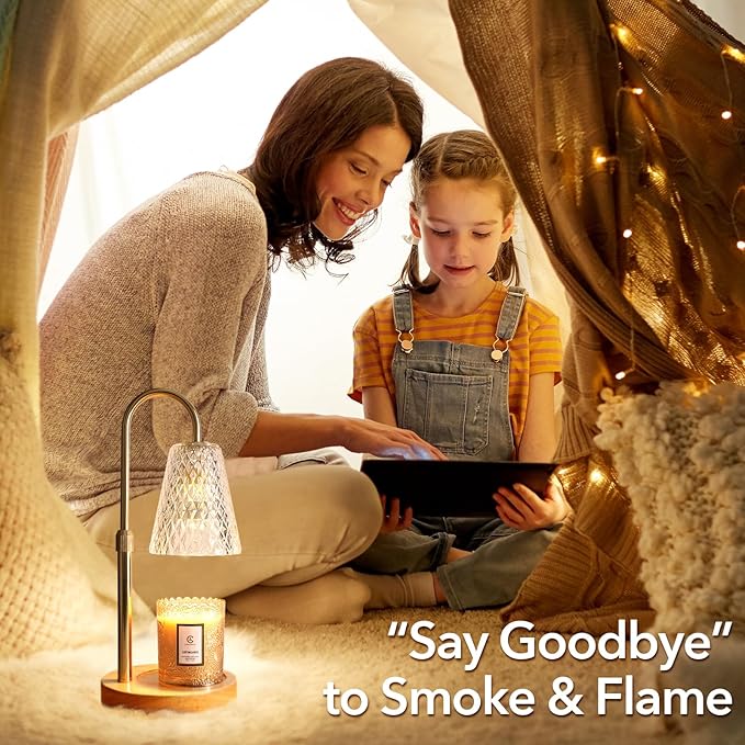 Candle Warmer Lamp with Timer, Stocking Stuffers for Women, Mom Gifts for Women Mom Christmas, Adjustable Height Candle Warmer, Dimmable, Home Decor, Wax Warmer Lamp for Jar Candles with 2 Bulbs