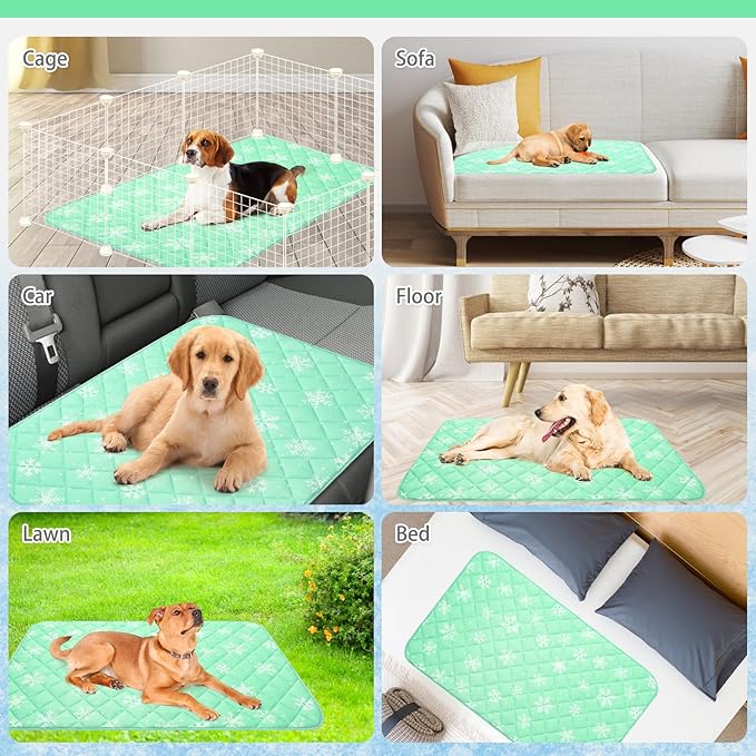 KOOLTAIL Dog Cooling Mat, 48''*28'' Upgraded Extra Large Cooling Pet Pad for Dogs Cats, Summer Dog Blanket Kennel with Non- Slip Bottom, Washable Mats for Bed Sofa Crate Playpen Outdoor Indoor