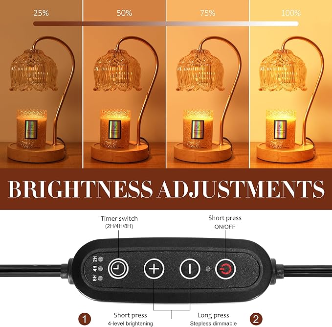 Dimmable Flower Candle Warmer Lamp with Timer - Fits All Jar Scented Candles - Unique Birthday & Mother's Day Gift for Women