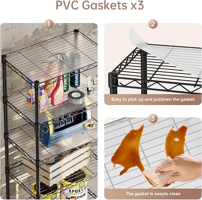 SINGAYE 5 Small Wire Shelves Kitchen Pantry Close Home Organizers and Storage Bathroom Shelf Laundry Room Organization Adjustable Book Metal Garage Shelving Unit