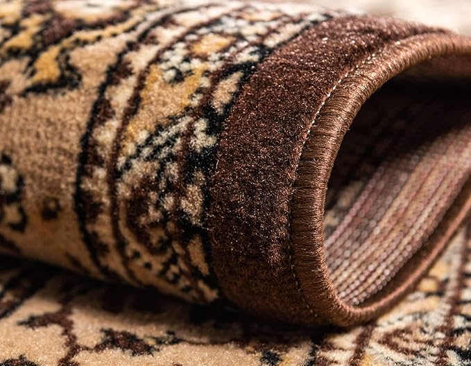 Unique Loom Reza Collection Traditional Persian Style Area Rug, 5 x 8 ft, Brown/Ivory