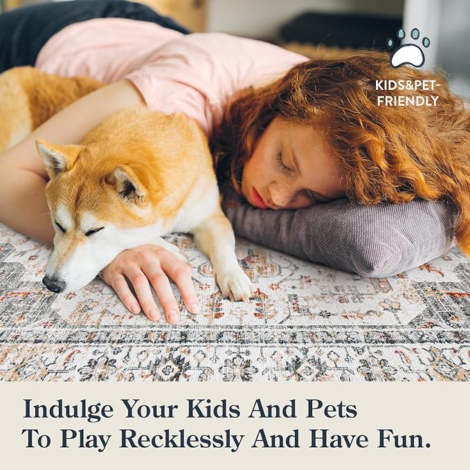 Moynesa Ultra-Thin Washable Entryway Rug 2x3 Rug, Small Kitchen Rugs for Entryway Indoor Non Slip, Vintage Throw Mat for Front Door Entrance Bathroom Laundry Room, Beige/Gold