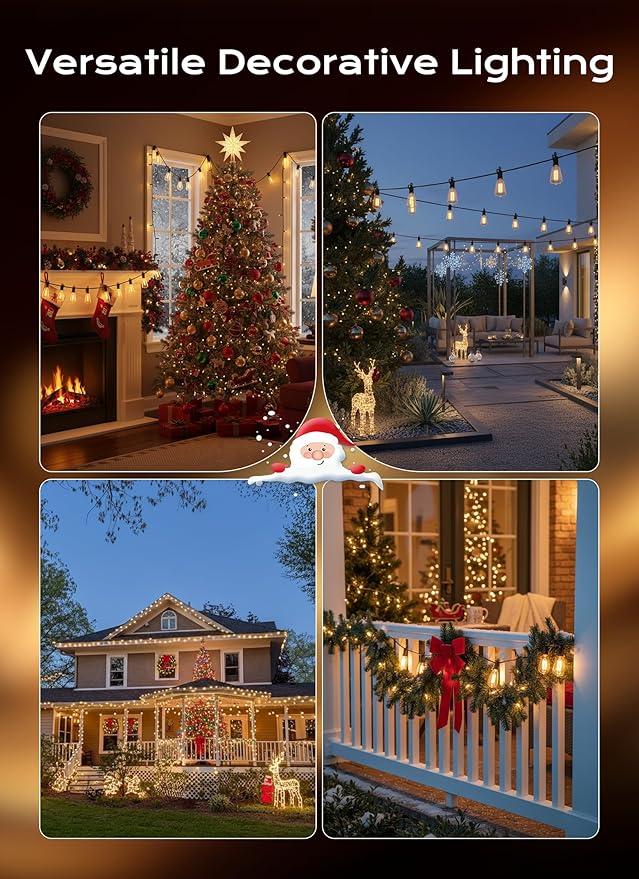 Brightown Outdoor String Lights Patio Lights, 100FT ST38 Shatterproof Dimmable Waterproof Connectable LED Christmas Lights, Hanging Outside Light for Backyard, Porch, Deck, Balcony, Garden, Home Decor