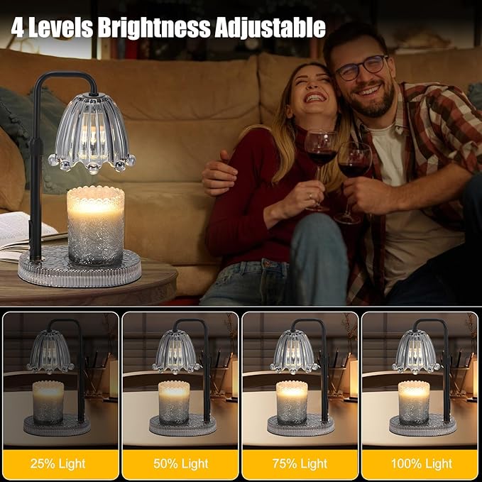 Candle Warmer Lamp with Timer - Electric Wax Melt Warmer with Adjustable Height and Dimmer for Scented Candle Wax, Home Fragrance Décor and House Warming Birthday Gifts for Women Mom