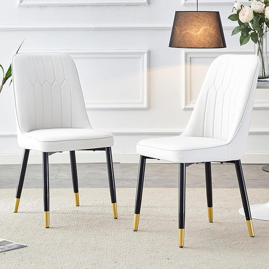 Dining Chairs Set of 2，Modern Dining Chairs, Equipped with PU Leather Backrest Cushions and Metal Legs, Suitable for Restaurants, Kitchens, and Dining Room Chairs