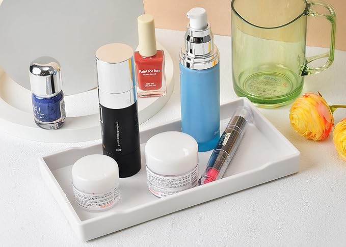 6 Packs Small White Mini Tray (8 inch x 4 inch) for Serving Accessory, Spa, Coffee, Drinks, Wine, Tea, Bar, Party, Seasoning, Perfume or Display Use.