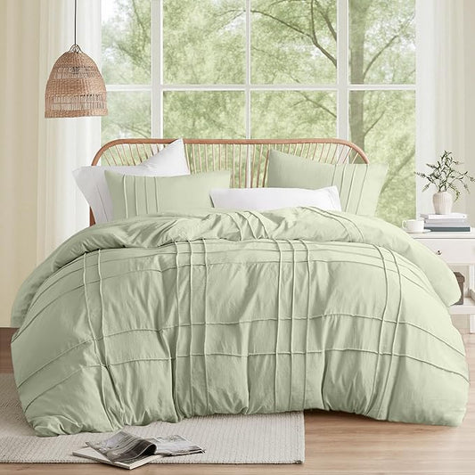 Comfort Spaces Sage Twin Size Comforter Set - 2 Pieces Pintuck Pleated Bedding Sets, All Season Lightweight, Extra Softness Pre-Washed Microfiber Twin/Twin XL Bed Set, Shams
