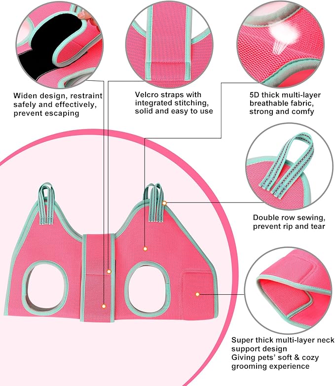 Dog Grooming Hammock, XXS Grooming Harness for Dogs Trimming at Home,Dog Sling Restraint for Grooming with Thick Fabric Neck Support, Grooming Strap Hanger Holder for Claw Care