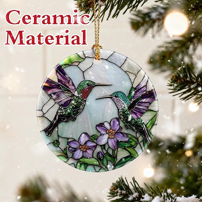 Hummingbird Ornament for Christmas Tree, Christmas Ornaments, Hummingbird Home Decor, Holiday Decor Gifts for Family, Friends & Bird Lovers, Gift Exchange & Gift Idea, Giftbox Included