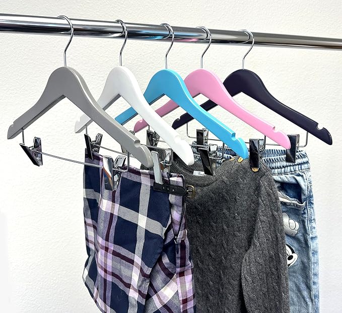 Kids Hangers with Metal Clips Pant Bar 4T-10 (Air Blue)
