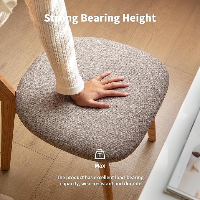 Solid Wood Dining Chairs Set of 6 - Gray Padded Upholstered,Heavy Duty Solid Oak Dining Chairs Suitable for Restaurants, Kitchens,Offices,Home or Commercial Use,400 lbs Capacity