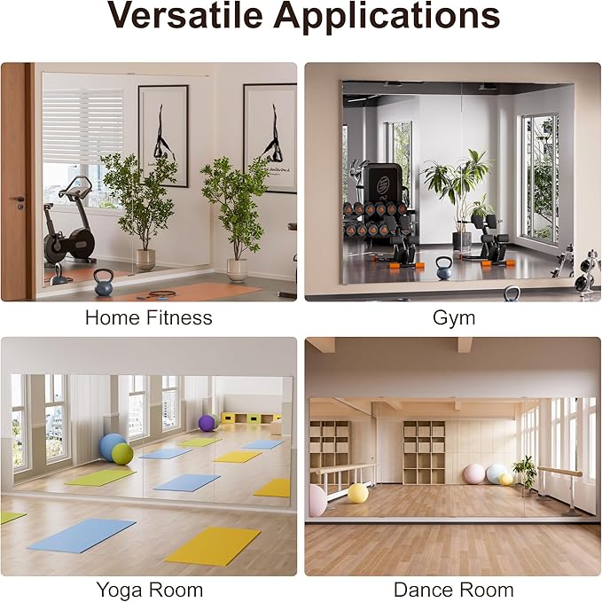 brisafe 2PCS 79"x47" Ultra-Light Wall Mirror for Home Gym & Yoga Studio, 9.9LB Shatterproof Full-Length Mirror with 0.04mm Nano Film, Easy Installation & Commercial Use (60% Insurance Savings)