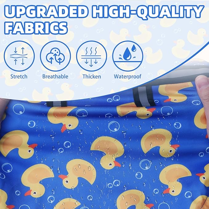 PUPTECK Dog Raincoat with Hood & Harness Built-in, Waterproof Dog Rain Jacket Slicker Poncho Reflective Vest Clothes for Rainy Snowy Winter Cold Days, Blue Duck L