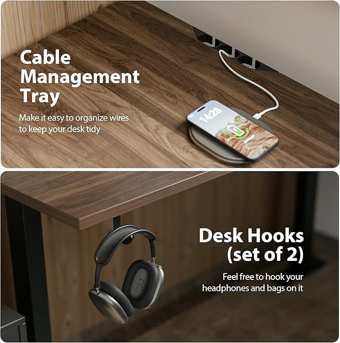 Agilestic L Shaped Standing Desk Adjustable Height, Electric Corner Standing Desk, 63 x 55 inch Sit Stand Computer Table with Splice Board, Dark Walnut