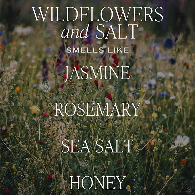 Sweet Water Decor Wildflowers and Salt Scented Soy Candles – Jasmine, Lily, Geranium, Violet, Leafy Greens – Cozy Floral Aroma – 50 Hour Burn – 12oz Tinted Glass Jar for Home Decor and Bedroom Decor