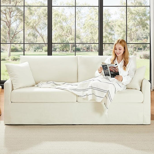 85" Chenille Sofa Couches for Living Room, 3 Seater Sofa with 2 Pillows, Modern Couches Tool-Free Setup, Comfy Oversized Loveseat with Medium Firm Cushions for Small Spaces, Apartment