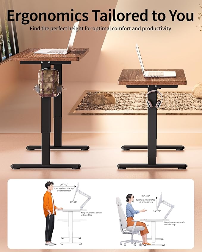 BIZUM Standing Desk Electric Adjustable Computer Desk-Stand up Desk Office Gaming Home Office Memory Desks 48x24 inches Wild Walnut