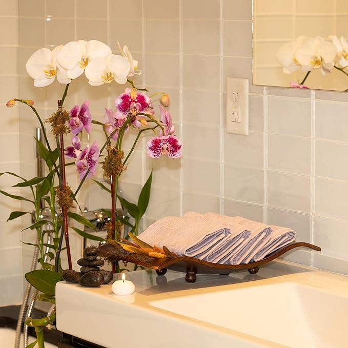 Mosobam Luxury Turkish 14pc XL Deluxe Bath Bundle Body Hand Face Towel and Mat Lavender Aura 700 GSM & 1000 GSM Bamboo Viscose & Aegean Turkish Combed Cotton