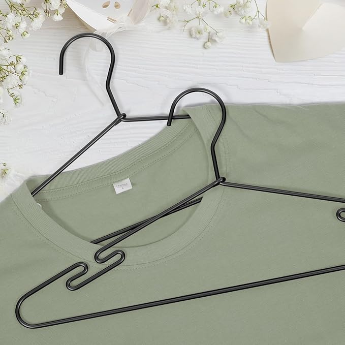 VWV 20 Pack Black Aluminum Hangers, 16.5 Inch Smooth and Durable Metal Shirt Dress Hanger, Lightweight and Sturdy Metal Hanger, Suit Jacket Dress Hangers