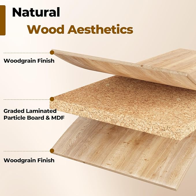 Sideboard Buffet Storage Cabinet - Wood Cabinets with Adjustable Shelves Fluted Doors, Anti-Tip Console Table for Kitchen Dining Living Room or Entryway Hallway, Easy Assembly, Natural