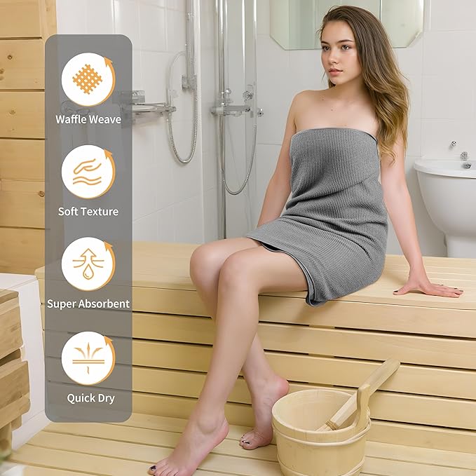 POLYTE 380 GSM Microfiber Oversize Quick Dry Lint Free Waffle Bath Towel for Body, 60 x 30 in, Set of 2