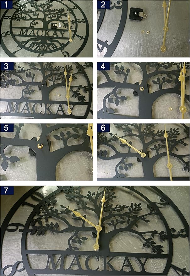 Custom Metal Tree of Life Wall Clock, Personalized Last Name Wall Decor, Silent Clock, Large Family Name Home Decor, Wall Hanging Olive Tree Sign, New Home Gift