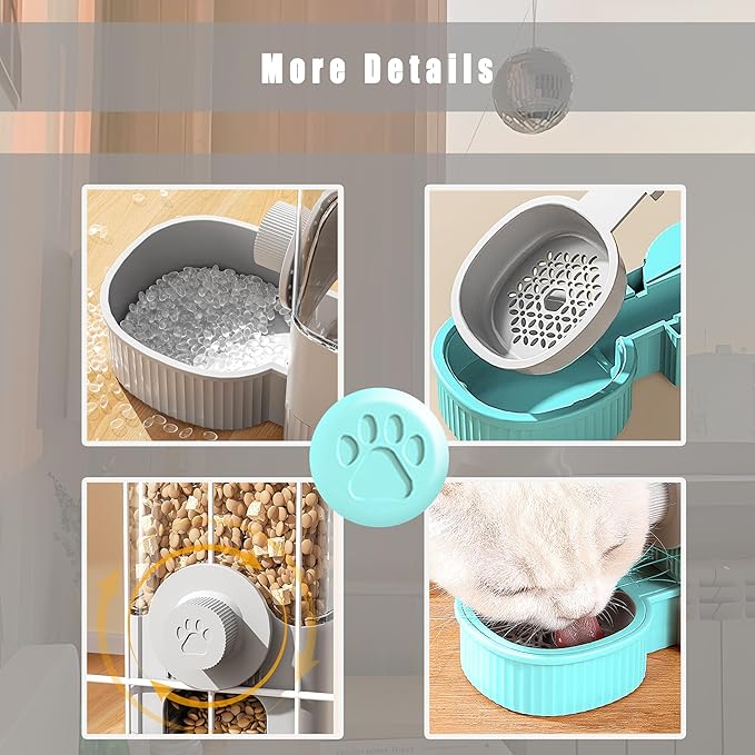 Hanging Automatic Bunny Feeder & Water Dispenser Set - gravitydesign Food Bowl and Waterer for Rabbits, Guinea Pigs, Chinchillas，Food Water Bowl, Small Animals Feeder for Cages