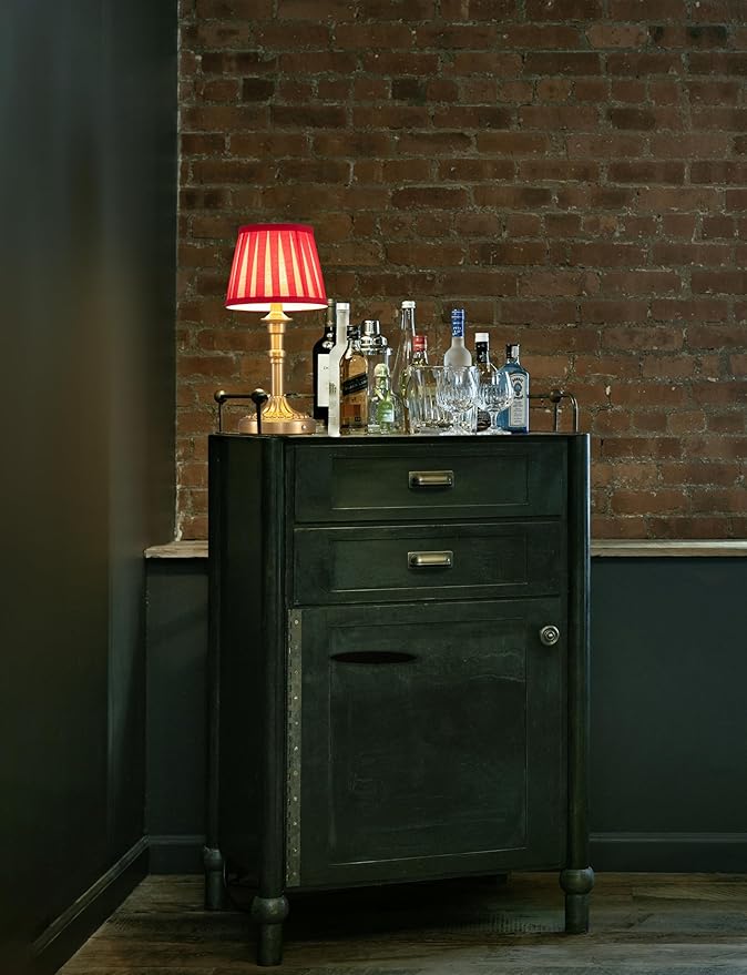 KDG Cordless Portables Table Lamp Set of 2, LED Fabric Shade Small Desk Lamps, 5000mAh Battery Powered Lighting, 2700K Stepless Dimmable Light for Living Room, Dining Room, Bedroom (Bronze+Red)