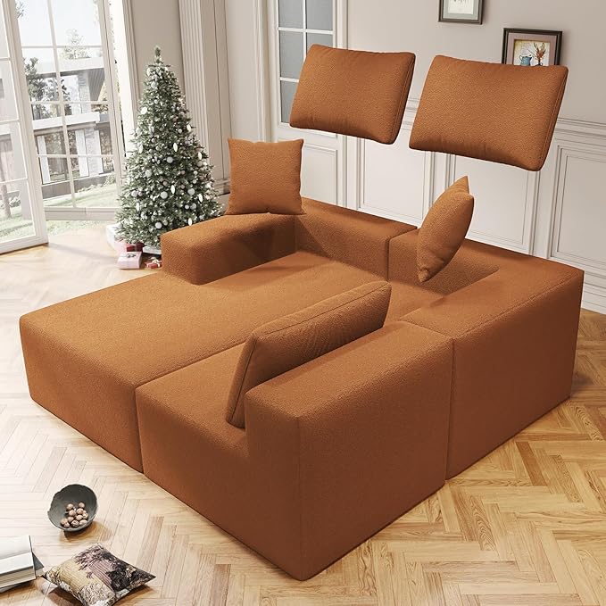 108" Cloud Sectional Couch with L-Shape Chaise,4 Seat Modern Modular Sofa with Deep Seat,Upholstered Couches for Living Room Bedroom, Boneless Couch