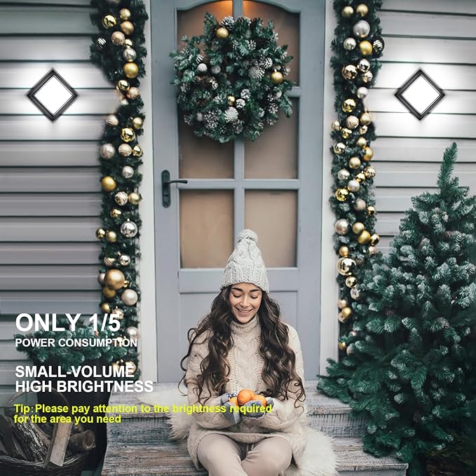 Exterior Wall Lights, Modern Waterproof Outdoor Ceiling Wall Mount Lighting, Black Square Small Led Porch Light with Anti-Rust 6000K Daylight 12W for Garage, Entryway,House