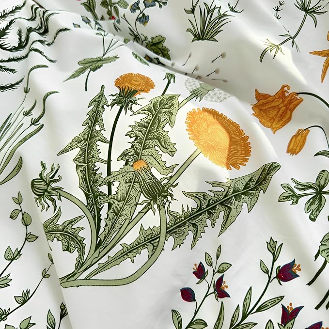 Romantic Green Floral Duvet Cover Queen 3 Pieces Ruffle Duvet Cover Girls Flower Comforter Cover 100% Cotton Vintage Floral Green Lace Bedding Cottagecore Flower Comforter Cover with 2 Pillowcases