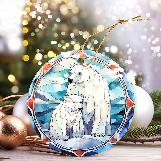 Christmas Ornament, Two Polar Bear Ornament, Christmas Decorations for Tree, Heirloom Keepsake, Gift Idea