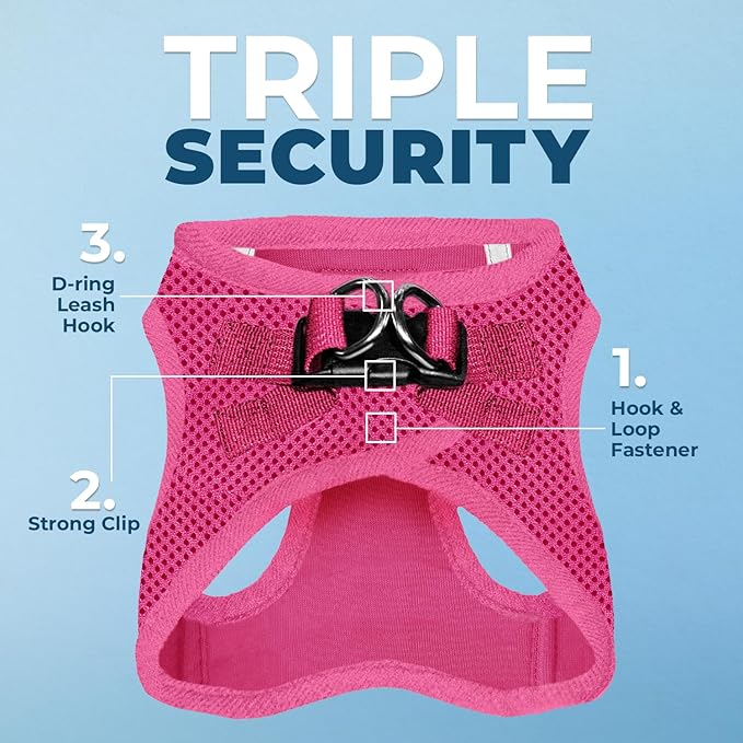 Best Pet Supplies Voyager Step-in Air Harness - All Weather Mesh, Reflective, No Pull Harness for Dogs, Cats - Secure with Hook & Loop Fastener, Buckle, Double D-Rings - Fuchsia, XXXS