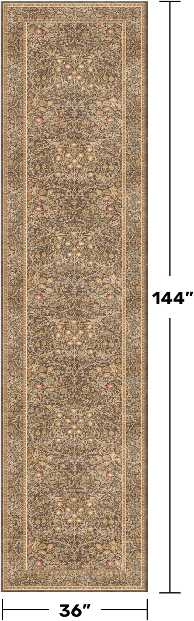 3x12 Extra Long Runner Rugs for Hallways, Vintage Washable Kitchen Floor Mats Non Slip, Floral Entryway Rug Indoor, Low Pile & Soft Stain Resistant Carpet - Oriental Home Décor