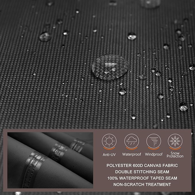 ULTCOVER 600D Tough Canvas Heavy Duty Square Patio Table and Chair Cover - Waterproof Outdoor General Purpose Furniture Covers 74 inch, Black