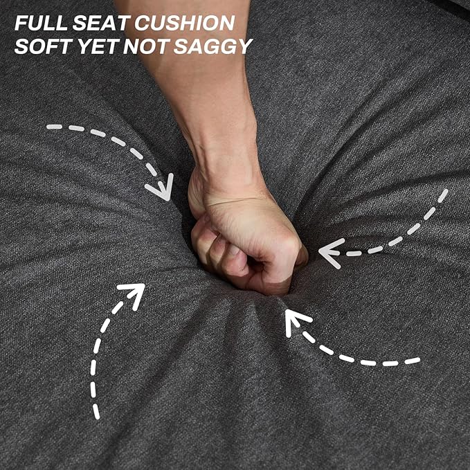 3 Seater Couch for Living Room, 79'' Comfy Deep Seat Sofa with Adjustable Armrests & USB/Type-C Charging Ports, Mid Century Modern Couch for Bedroom, Home Office,Gray