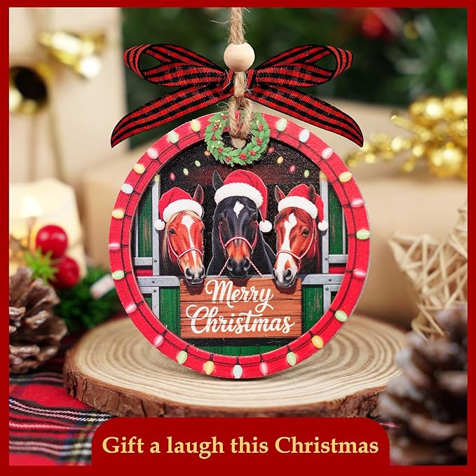 Horse Christmas Ornaments 2025 - Horse Gifts for Girl - Farmhouse Christmas Decorations - Gifts for Horse Lovers Women - Animal Ornaments - Farmhouse Decor - Animal Lovers Gift