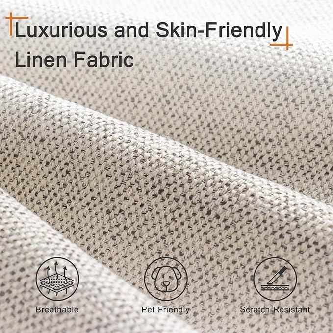 ABCASA 85" W Loveseat Couches for Living Room,Modern Linen Sofa with Removable Cover, Wide Armrest, Solid Wood Frame, Medium Firm Seat Cushion for Bedroom Office Apartment, Easy to Install, Oatmeal