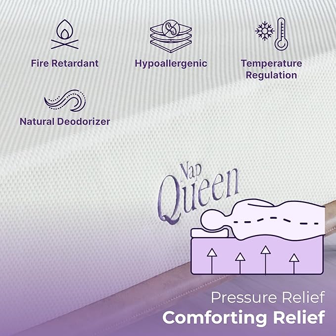 NapQueen Full Mattress, 6 Inch Charcoal Memory Foam Mattress, Full Bed Mattress in a Box, CertiPUR-US Certified, Medium Firm, Breathable Soft Fabric Cover, White