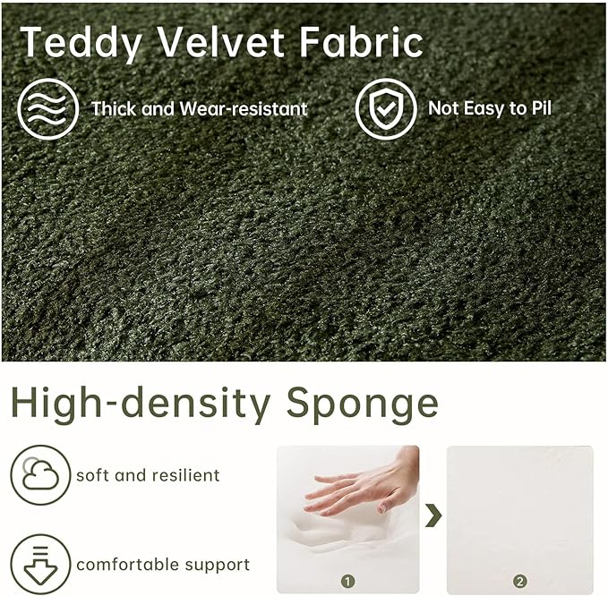 118" Modular Sectional Sofa with Movable Ottoman, 3-Seater Modern Teddy Velvet L-Shaped Couch, Convertible Cloud Sofa for Living Room, Sectional Boneless Couch