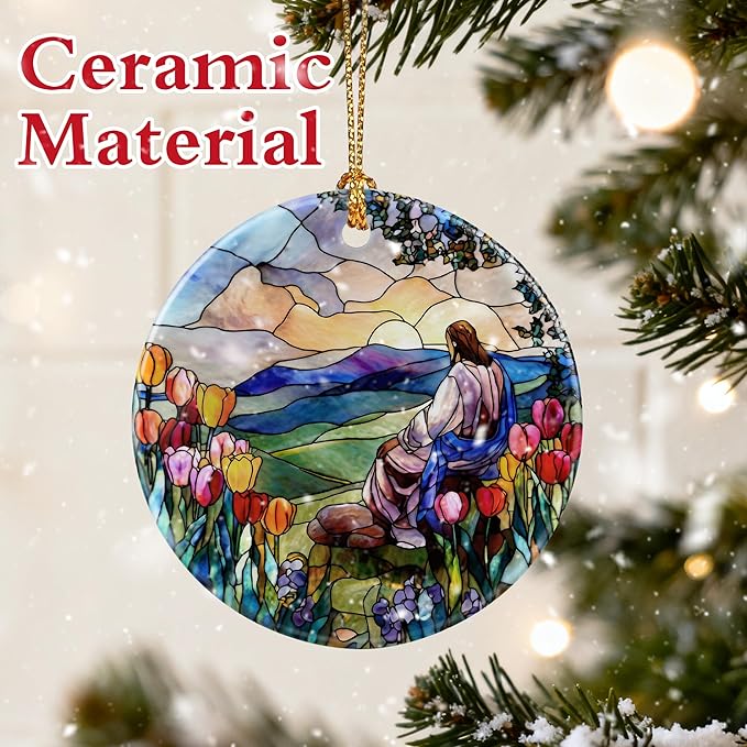 Jesus and Sunrise Ornament, Religious Christmas Ornaments, Christmas Decorations | Christian Holiday Decor, Easter Resurrection Gifts, Christian Gifts, Gift Exchange & Gift Idea, Giftbox Included