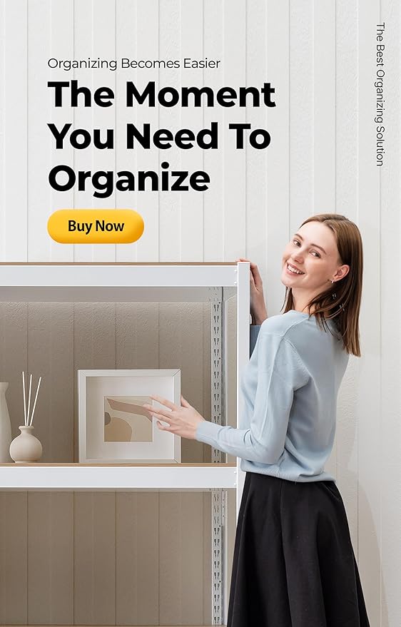 HOMEDANT House 5 Tier Laminated Metal Shelving Unit Adjustable Storage Utility Rack Heavy Duty Shelves Organization Multipurpose Shelf Kitchen Garage Pantry Closet (4, (M) 36.2" W, White)