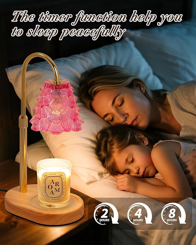 Seniny Electric Candle Warmer Lamp - with Time Dimmable Adjustable Height Candle Lamp Warmer for Jar Candles,Christmas Wax Melt Wamer, Birthday Gifts for Women Mom, House Warming Gifts New Home Decor